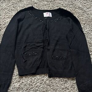 Justice Black Cardigan with Stud Accents